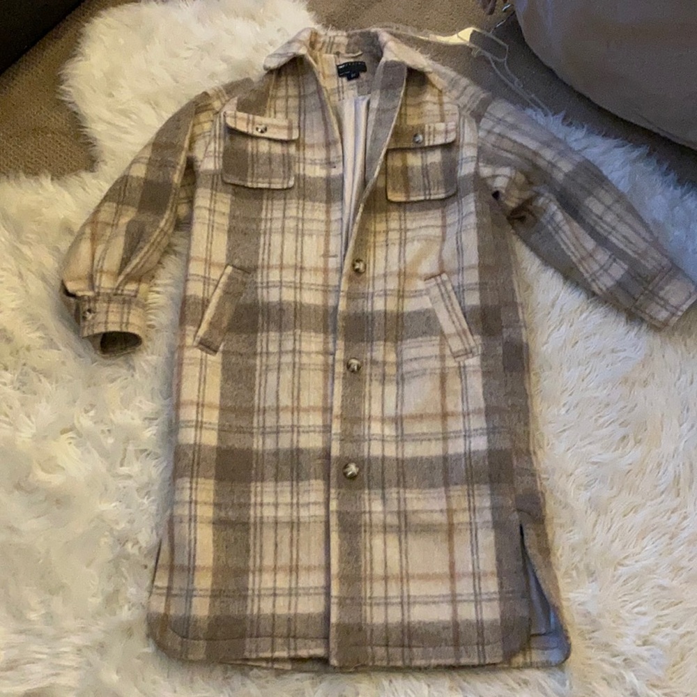 New! Asos Design Longline Shacket In Check - image 3